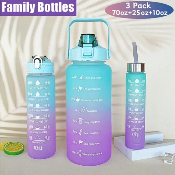3 Motivational Water Bottles for Sports, Fitness or Gifts NEW - Picture 7 of 7